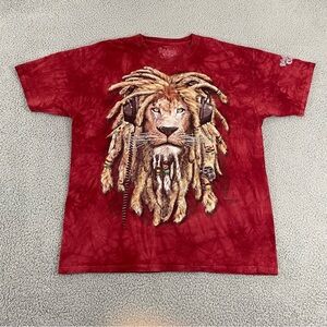 Rainforest Cafe Jamaican Lion Shirt Adult XL Red Tie Dye Rasta Manimal Tee